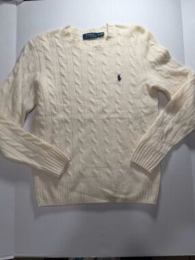 Ralph Lauren Cream Cable Knit Crewneck Sweater